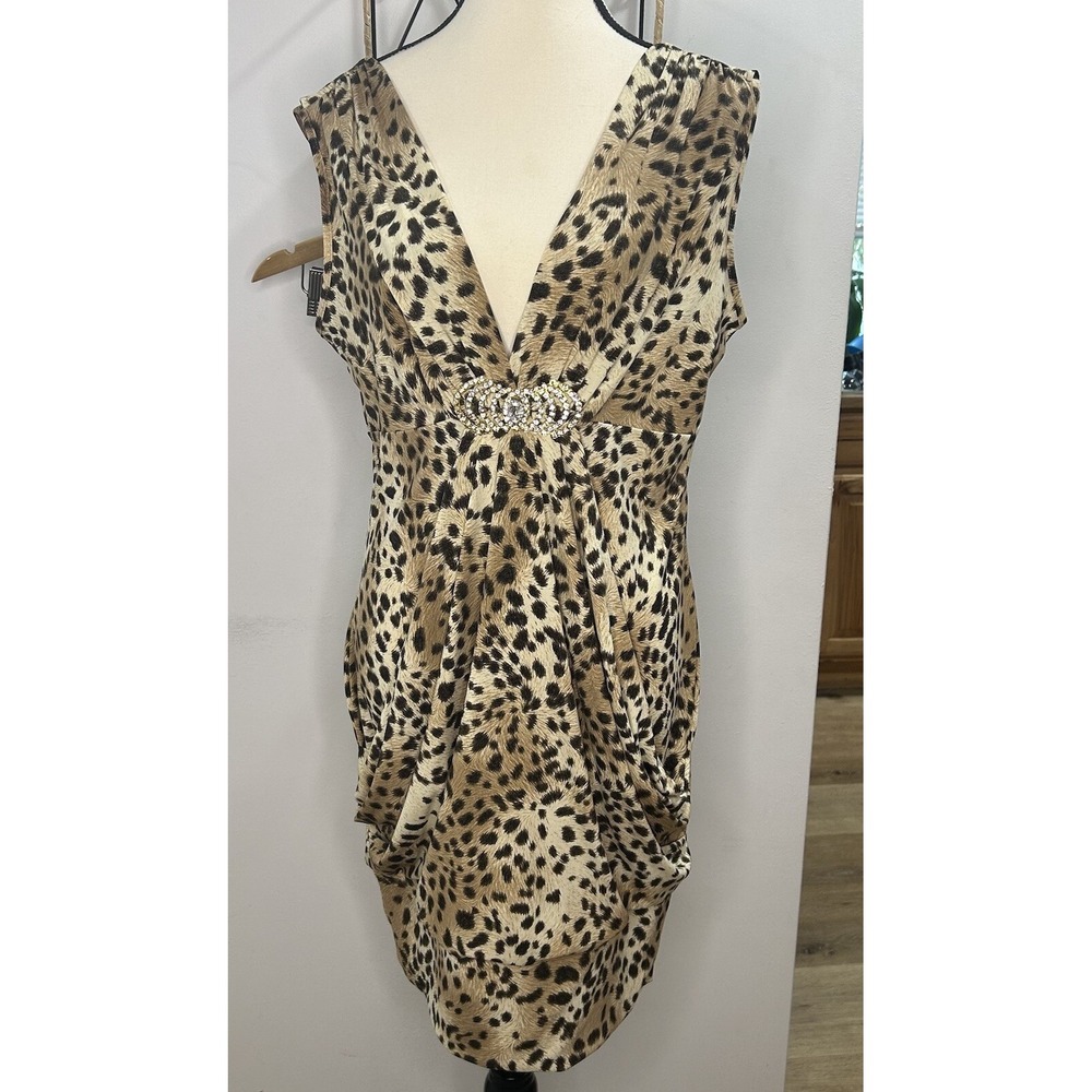 Janine Women's‎ Size L  Leopard Print Sheath Dress Made in USA